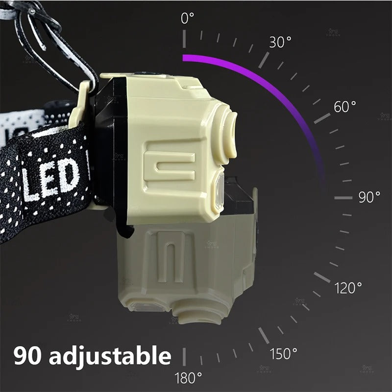 LED COB + 5 LED مصباح الرأس مضاد الصدمات و مزود بمستشعر للحركة