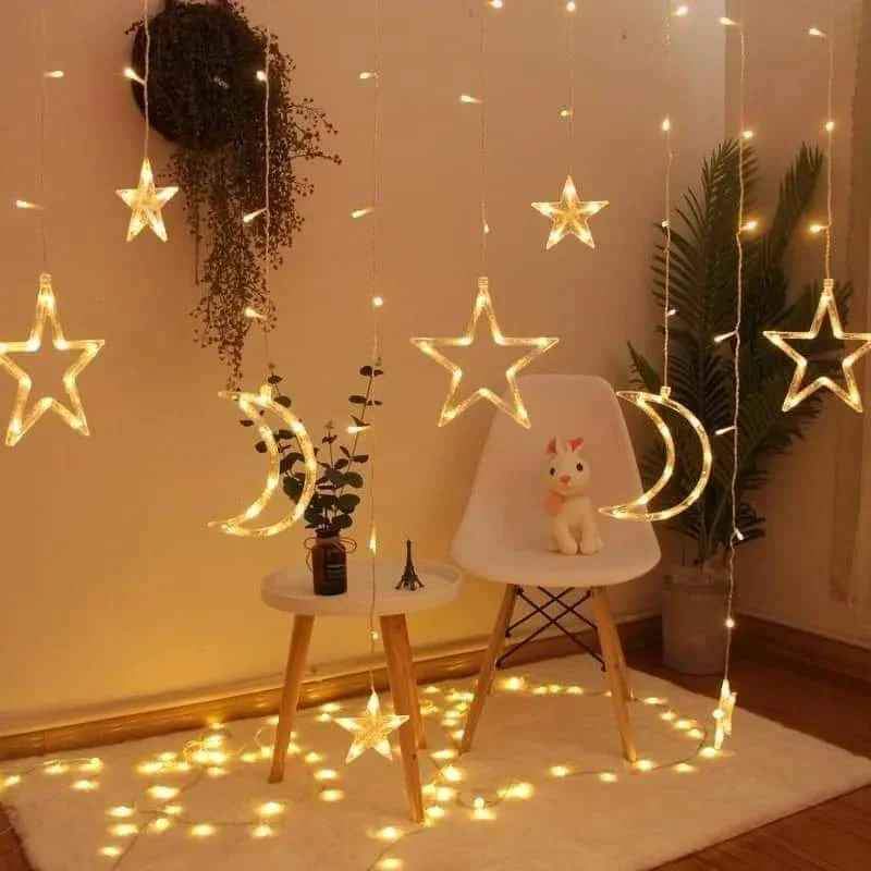🌙الستار المضيئ لرمضان نجمة ⭐و هلال