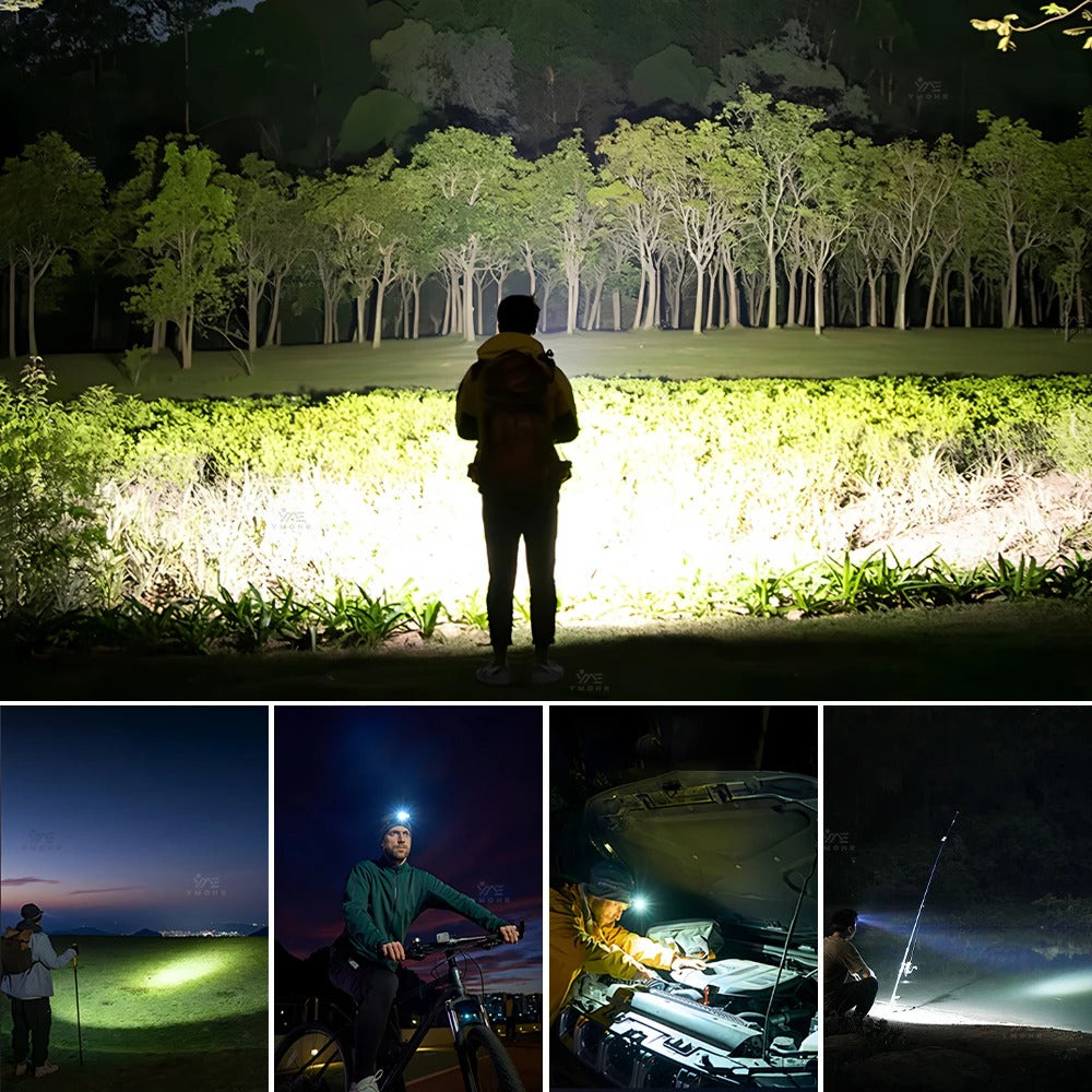 LED COB + 5 LED   مصباح الرأس  مضاد الصدمات و مزود بمستشعر للحركة