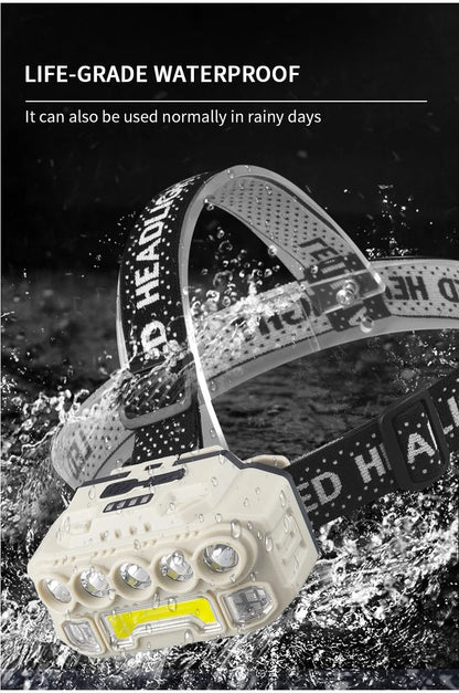 LED COB + 5 LED   مصباح الرأس  مضاد الصدمات و مزود بمستشعر للحركة