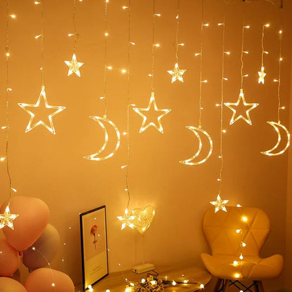 🌙الستار المضيئ لرمضان نجمة ⭐و هلال